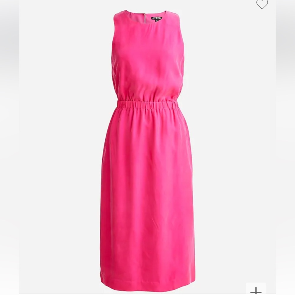 NWT J.Crew Cinched-waist cupro midi dress in festival pink, extra large.